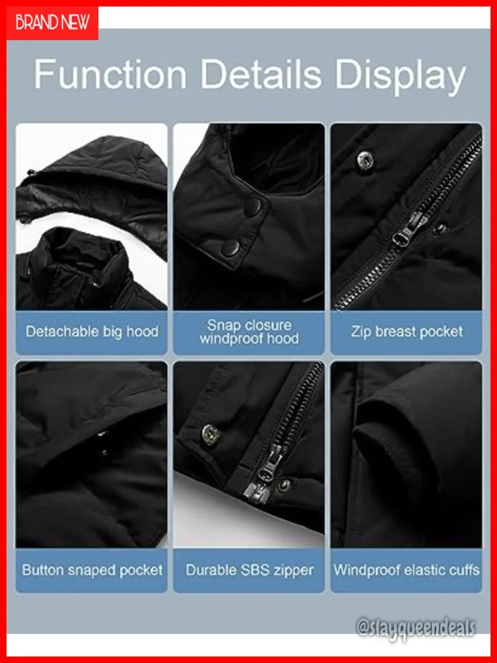 Warm Winter Thicken Coat Cropped Jacket Parka Removable Hood Down